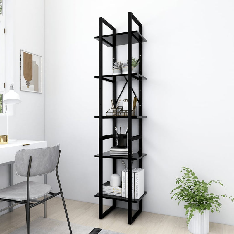 Bücherregal 5 Fächer Schwarz 40x30x175 cm Holzwerkstoff