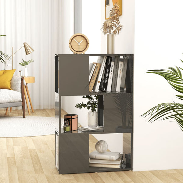 Bücherregal Raumteiler Hochglanz-Grau 60x24x94 cm Holzwerkstoff
