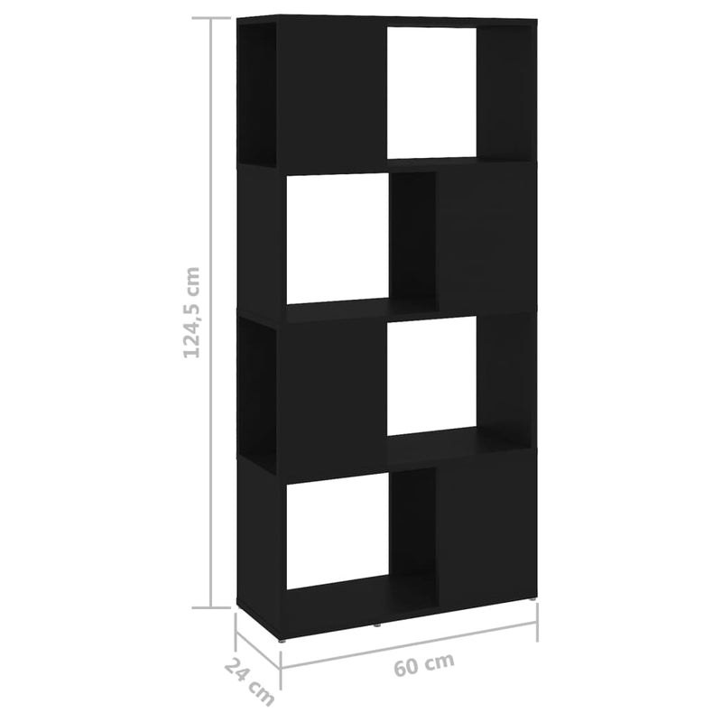 Bücherregal Raumteiler Schwarz 60x24x124,5 cm Holzwerkstoff