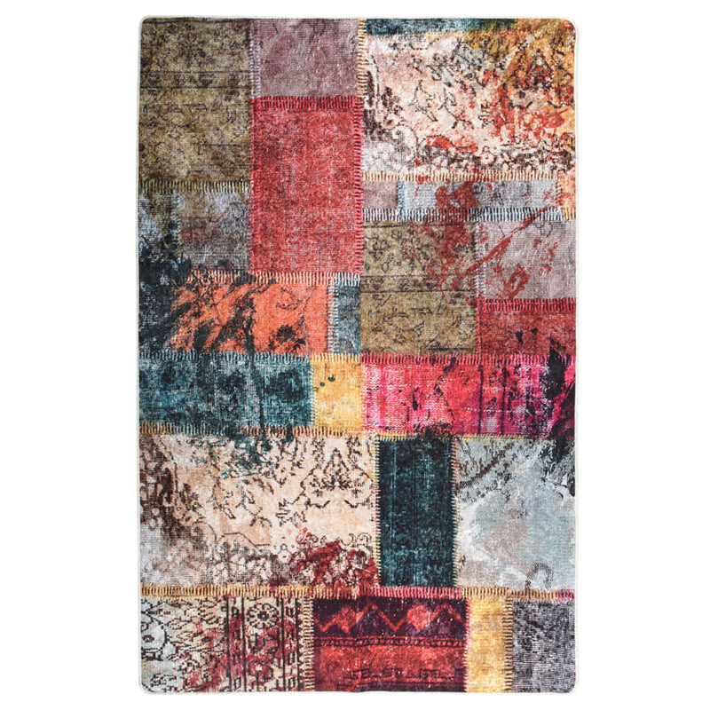 Teppich Waschbar Patchwork 80x150 cm Mehrfarbig Rutschfest