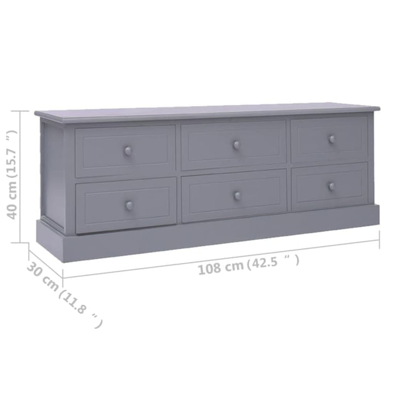 TV-Schrank Dunkelgrau 108x30x40 cm Massivholz Paulownia