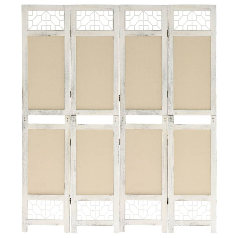 4-tlg. Raumteiler Creme 140x165 cm Stoff