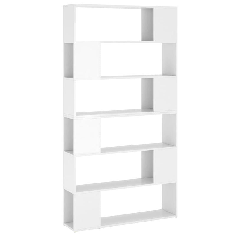 Bücherregal Raumteiler Hochglanz-Weiß 100x24x188 cm