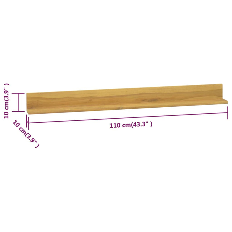 Wandregale 2 Stk. 110x10x10 cm Massivholz Teak