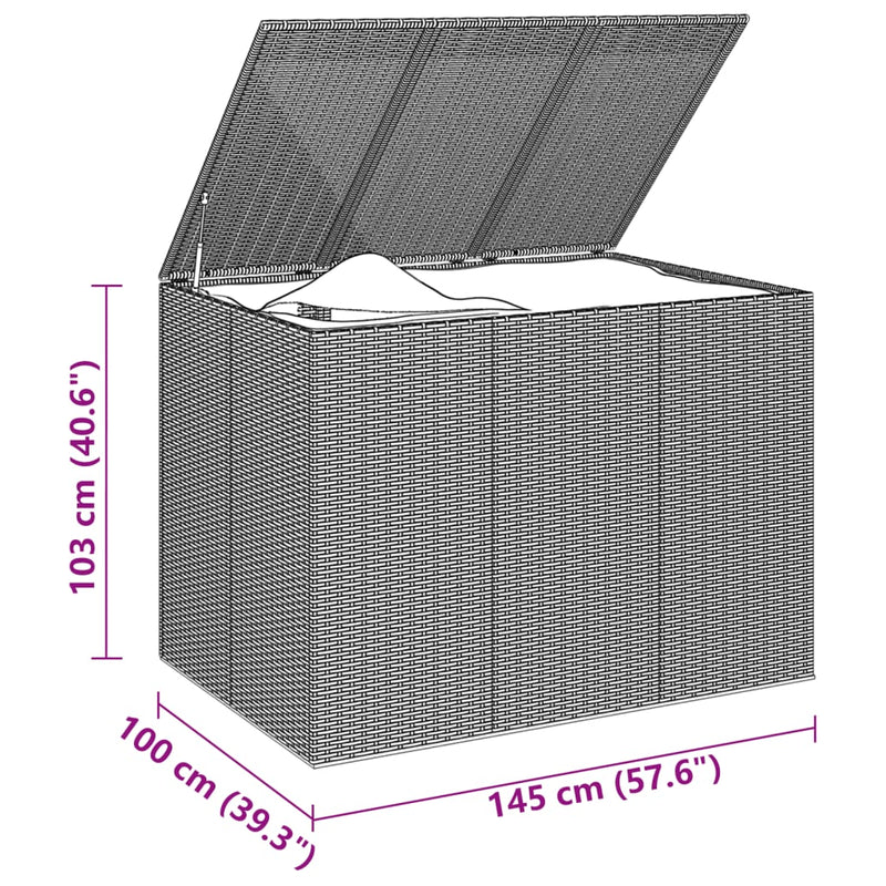 Garten-Kissenbox PE Rattan 145x100x103 cm Schwarz