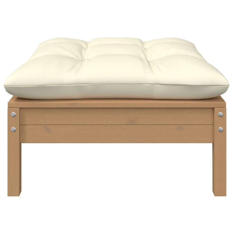 2-Sitzer-Gartensofa mit Kissen Creme Massivholz Kiefer