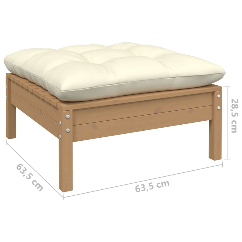 2-Sitzer-Gartensofa mit Kissen Creme Massivholz Kiefer