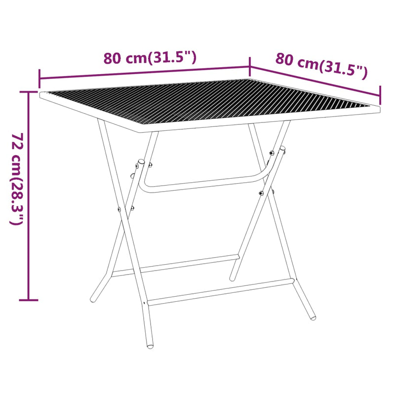 Gartentisch 80x80x72 cm Streckmetall Anthrazit