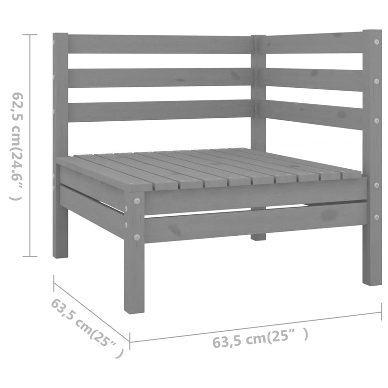 5-tlg. Garten-Lounge-Set Kiefer Massivholz Grau