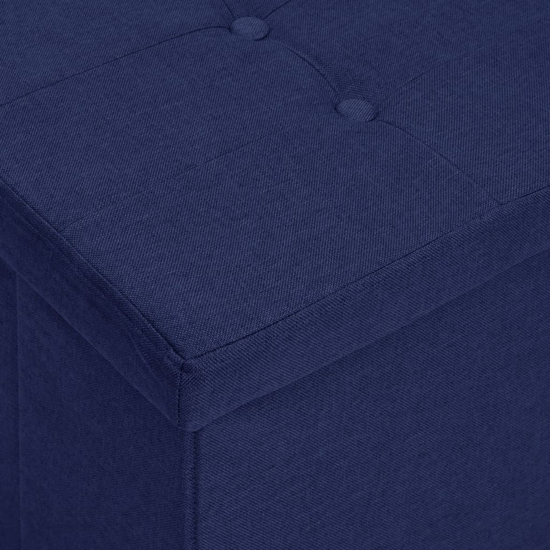 Faltbare Sitzbank mit Stauraum Blau Leinenoptik