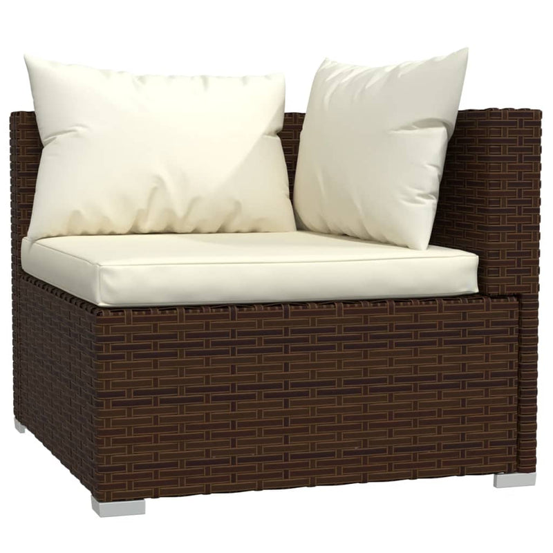 2-Sitzer-Sofa mit Kissen Braun Poly Rattan