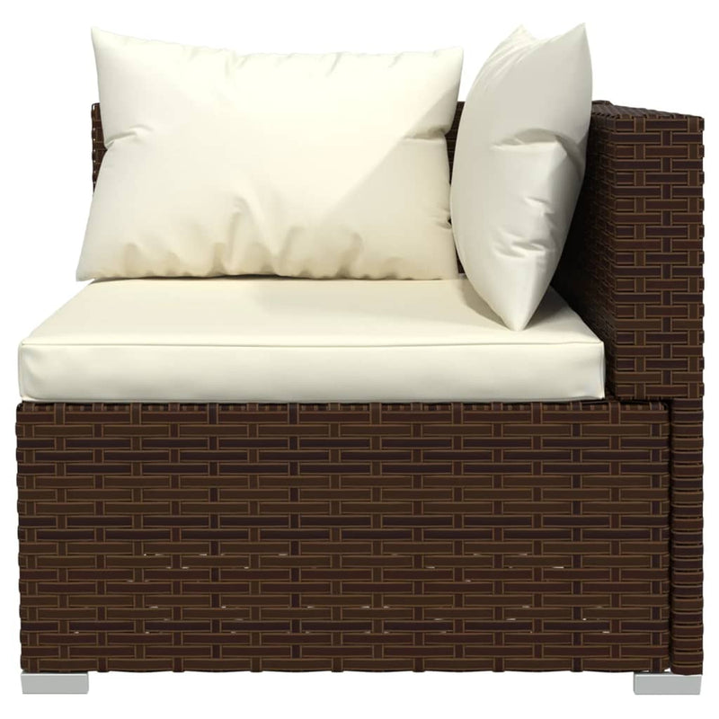 2-Sitzer-Sofa mit Kissen Braun Poly Rattan