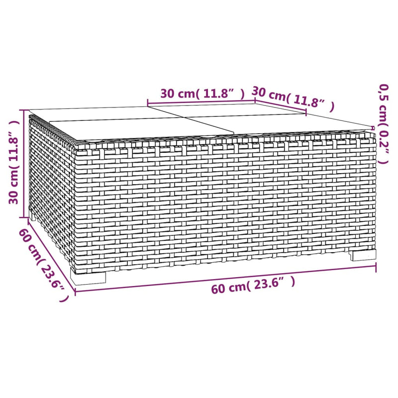 3-tlg. Garten-Lounge-Set mit Auflagen Braun Poly Rattan