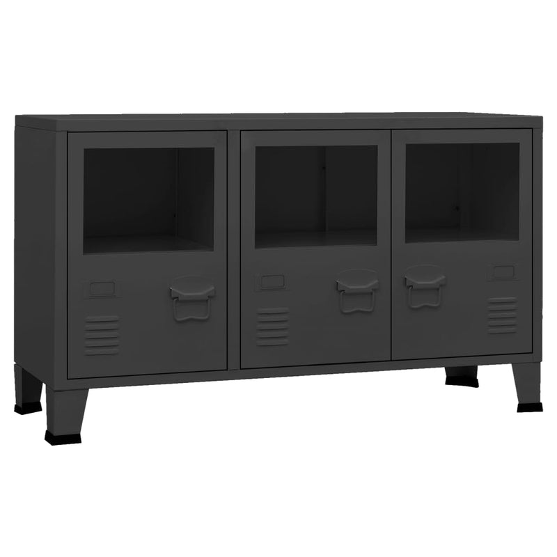 Industrial Sideboard Schwarz 105x35x62 cm Metall und Glas