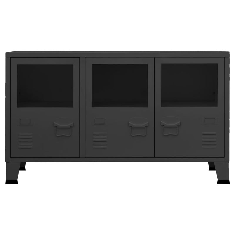 Industrial Sideboard Schwarz 105x35x62 cm Metall und Glas