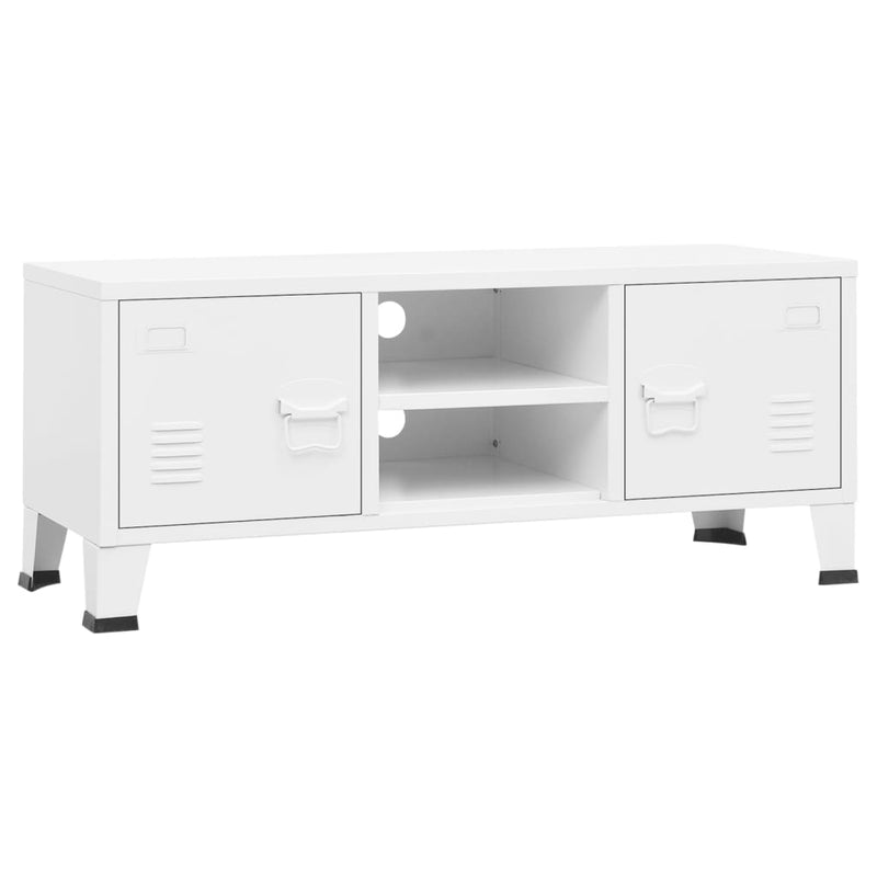 TV-Schrank Industrie-Stil Weiß 105x35x42 cm Metall