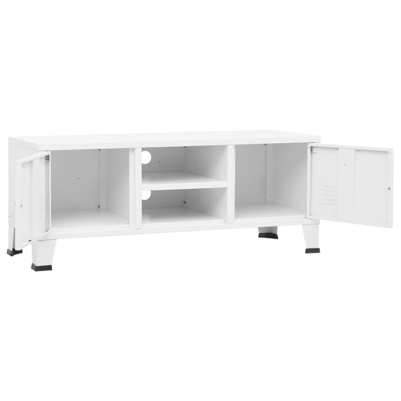 TV-Schrank Industrie-Stil Weiß 105x35x42 cm Metall