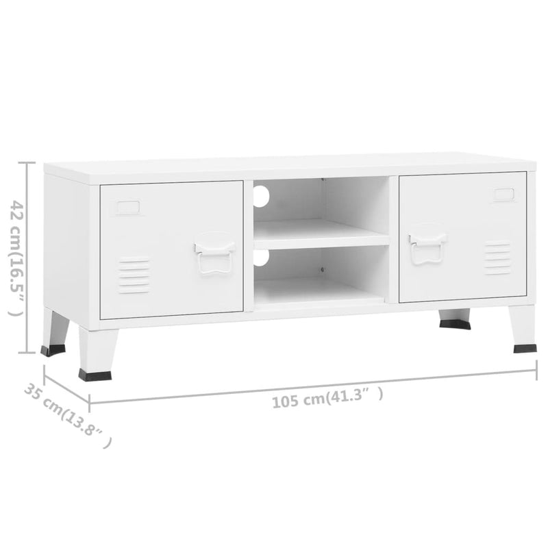 TV-Schrank Industrie-Stil Weiß 105x35x42 cm Metall