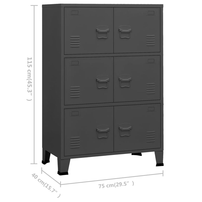 Aufbewahrungstruhe Industrial Anthrazit 75x40x115 cm Metall