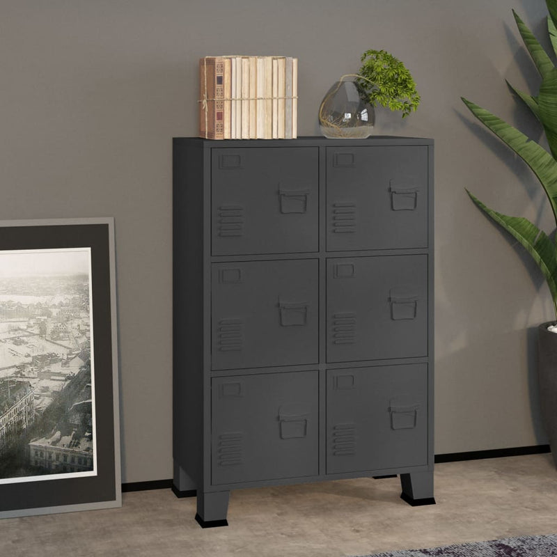 Aufbewahrungstruhe Industrial Anthrazit 75x40x115 cm Metall
