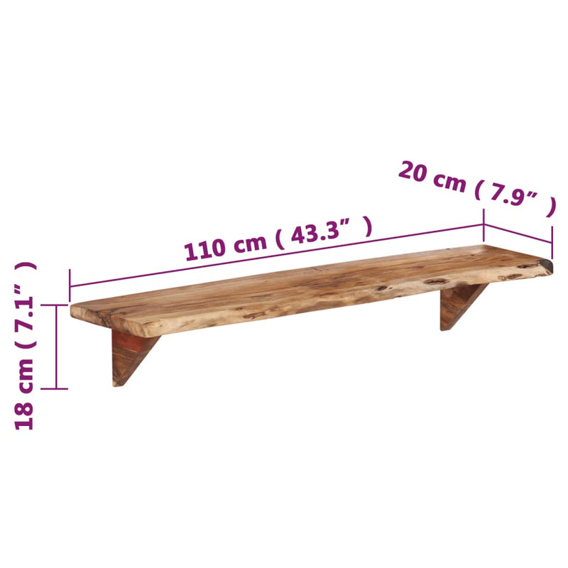 Wandregal 2 Stk. 110x20x18 cm Massivholz Akazie