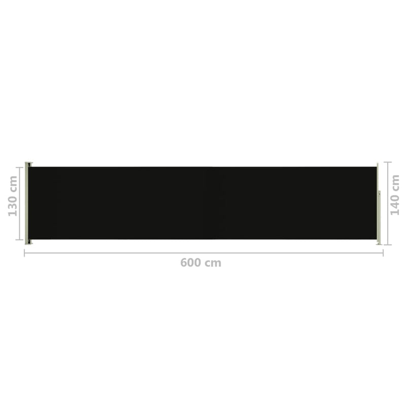 Seitenmarkise Ausziehbar 140x600 cm Schwarz
