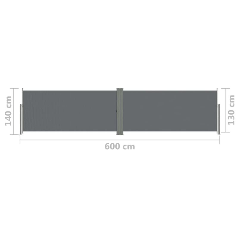 Seitenmarkise Ausziehbar Anthrazit 140x600 cm