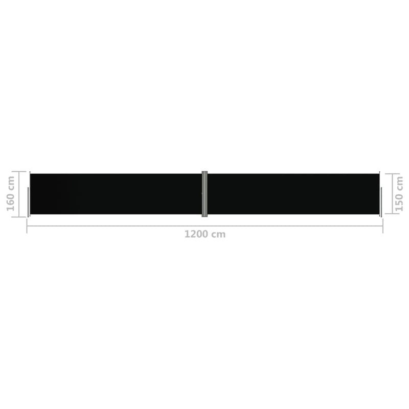 Seitenmarkise Ausziehbar Schwarz 160x1200 cm