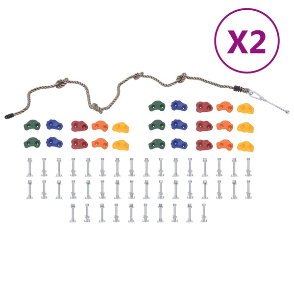 Klettersteine mit Seil 50 Stk. Mehrfarbig
