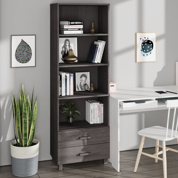 Highboard Hellgrau 60x35x180 cm Massivholz Kiefer