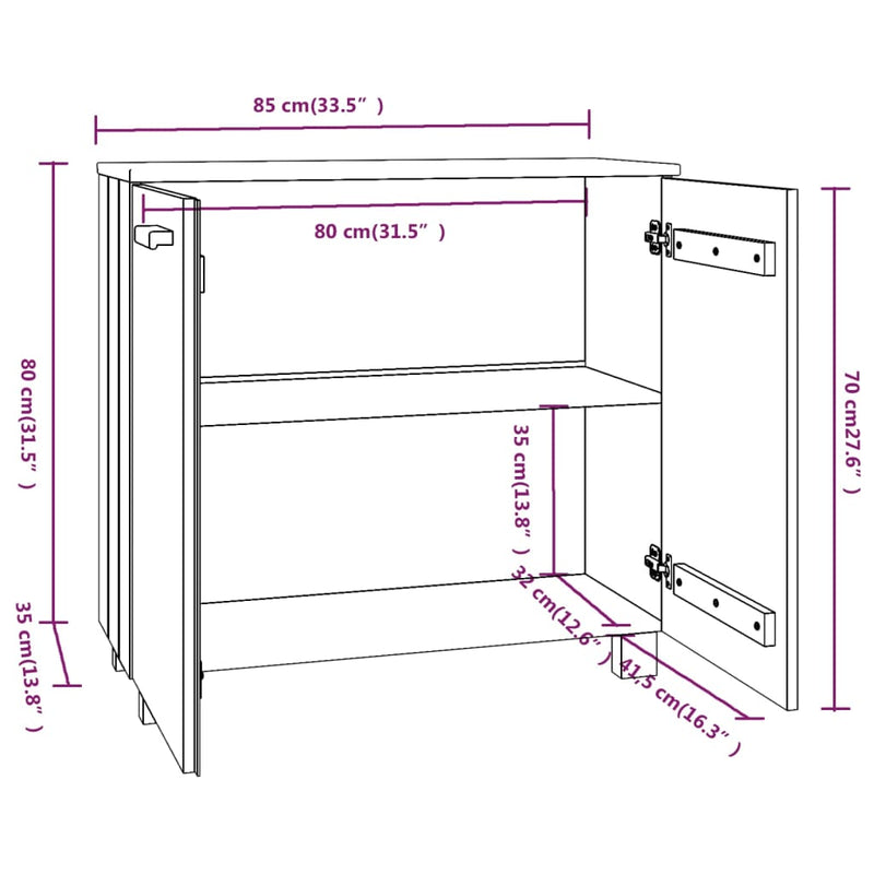 Sideboard Honigbraun 85x35x80 cm Massivholz Kiefer