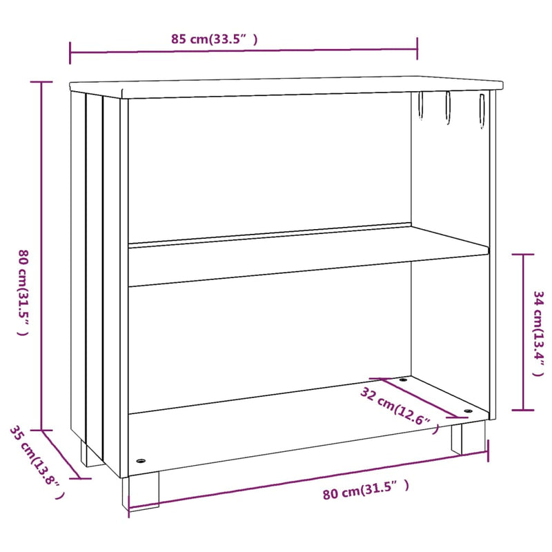 Sideboard Honigbraun 85x35x80 cm Massivholz Kiefer