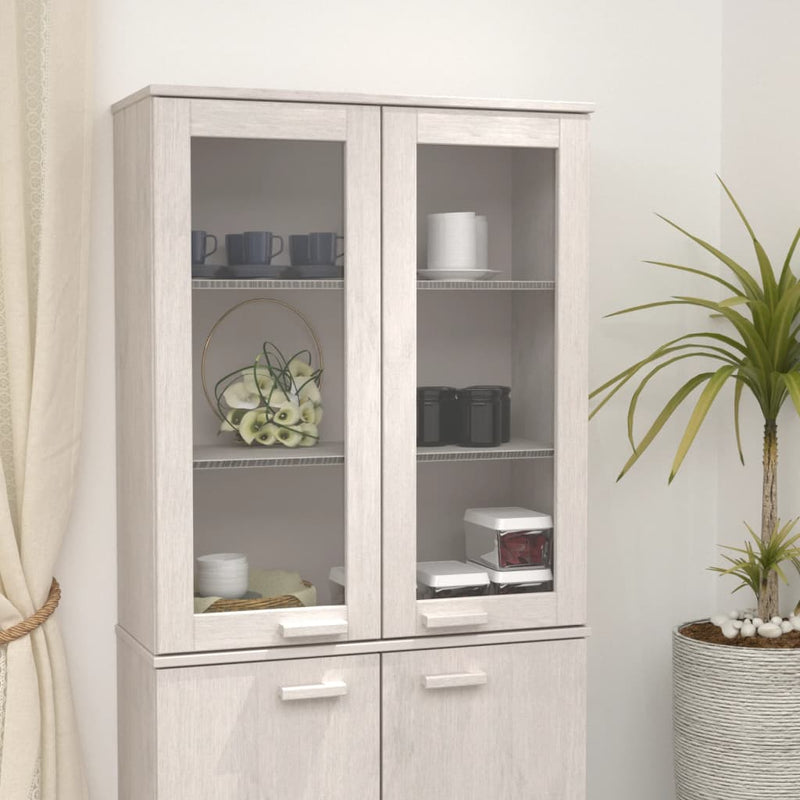 Aufsatz für Highboard Weiß 85x35x100 cm Massivholz Kiefer