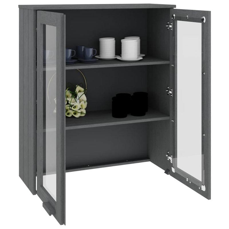 Aufsatz für Highboard Dunkelgrau 85x35x100 cm Massivholz Kiefer