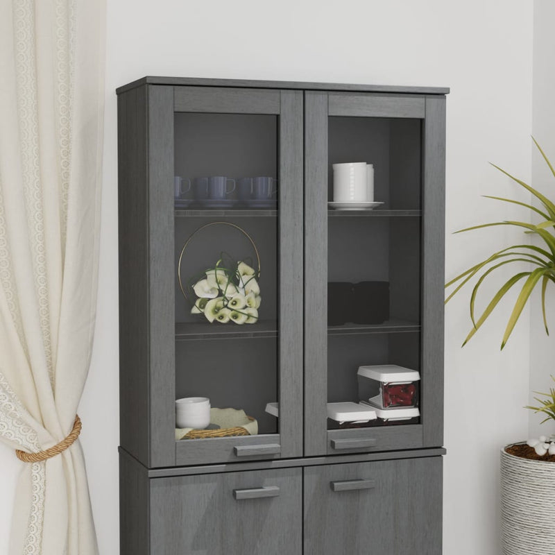 Aufsatz für Highboard Dunkelgrau 85x35x100 cm Massivholz Kiefer