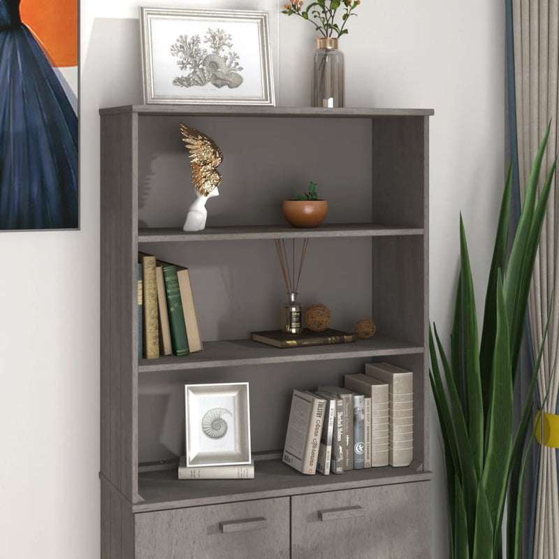 Aufsatz für Highboard Hellgrau 85x35x100 cm Massivholz Kiefer