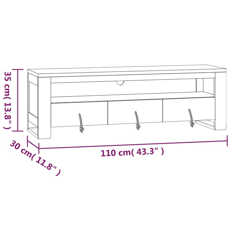 TV-Schrank 110x30x35 cm Massivholz Teak