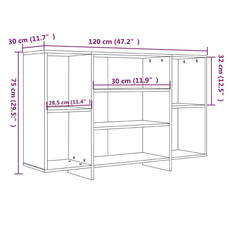 Sideboard Hochglanz-Weiß 120x30x75 cm Holzwerkstoff