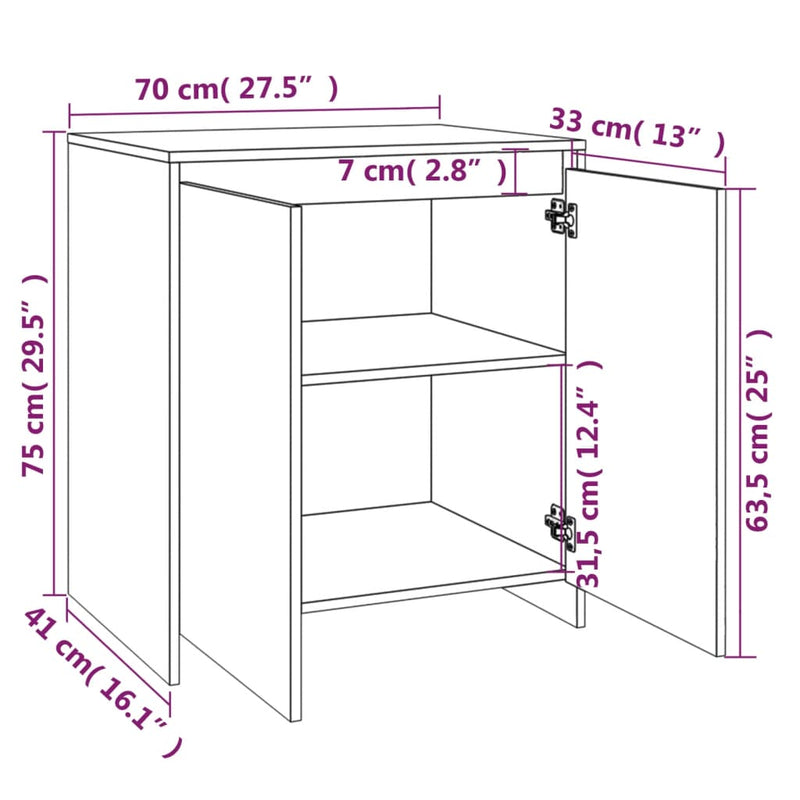 Sideboard Schwarz 70x41x75 cm Holzwerkstoff