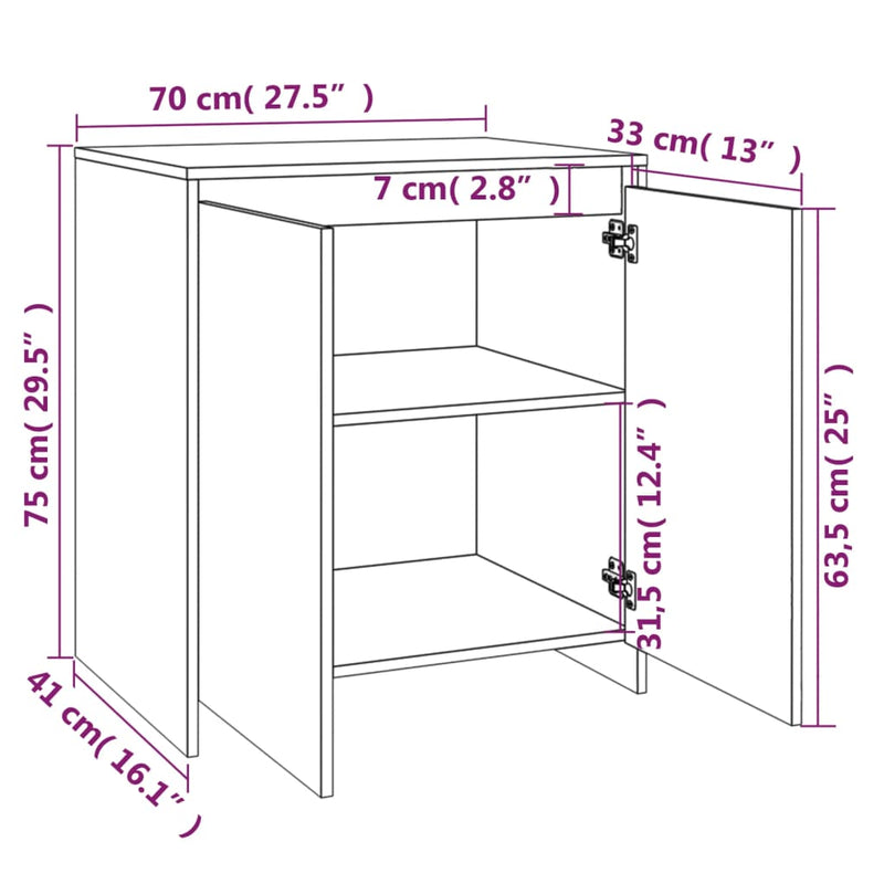 Sideboard Betongrau 70x41x75 cm Holzwerkstoff