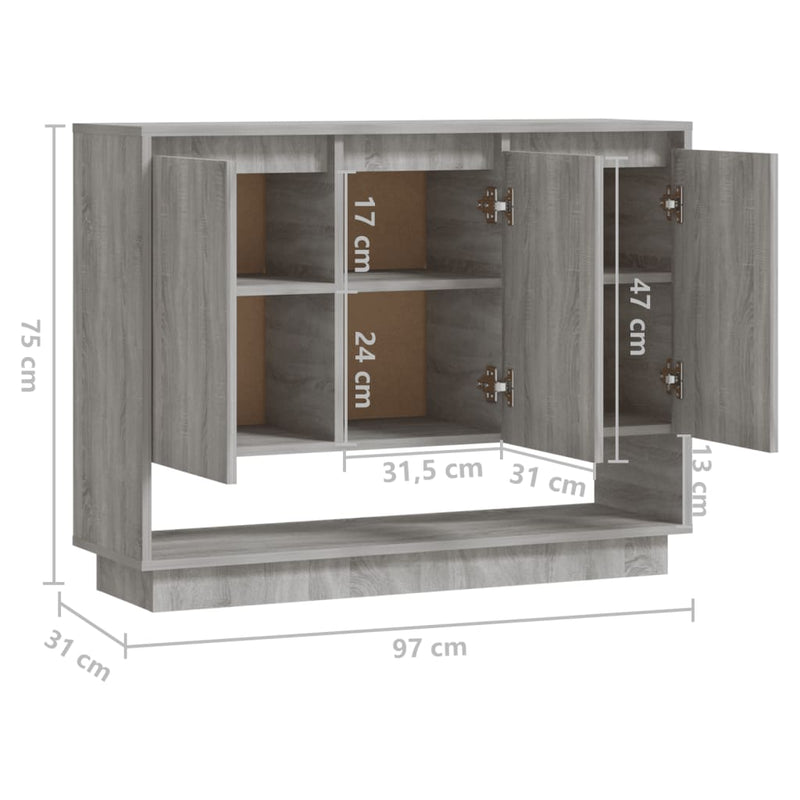 Sideboard Grau Sonoma 97x31x75 cm Holzwerkstoff