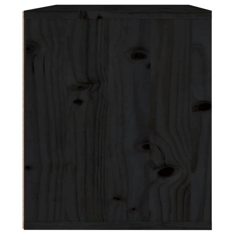 Wandschrank Schwarz 45x30x35 cm Massivholz Kiefer