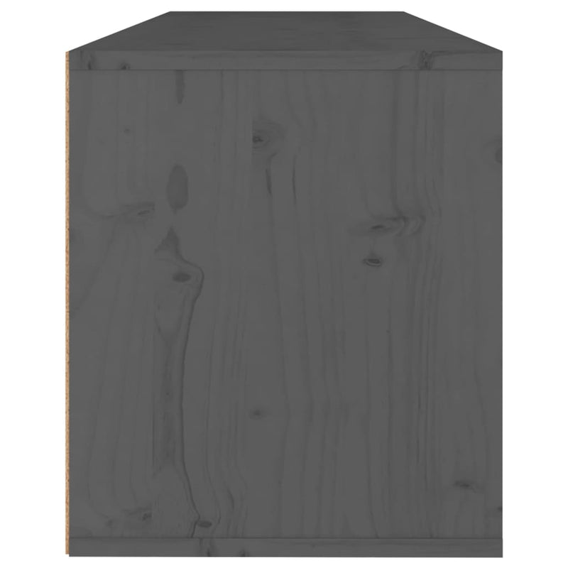 Wandschrank Grau 100x30x35 cm Massivholz Kiefer