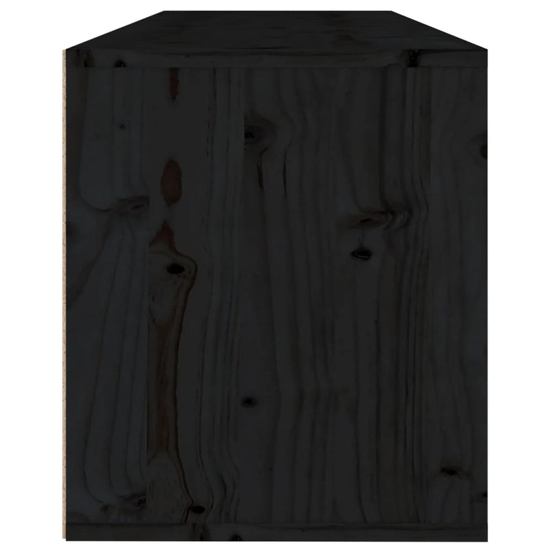 Wandschrank Schwarz 100x30x35 cm Massivholz Kiefer