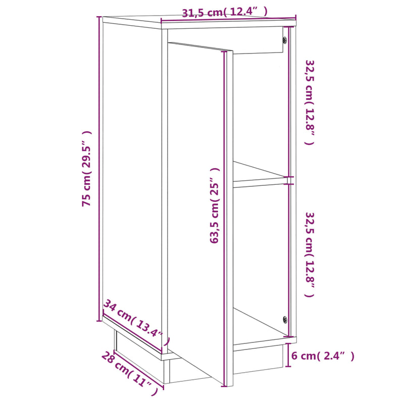 Sideboards 2 Stk. 31,5x34x75 cm Massivholz Kiefer