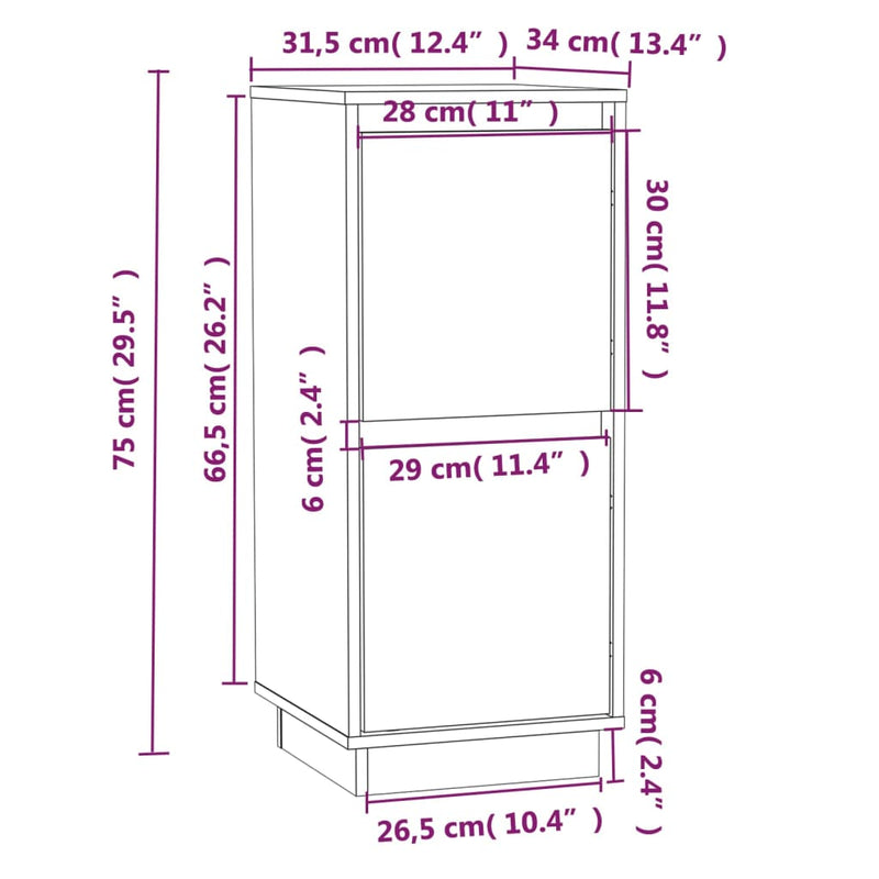 Sideboards 2 Stk. Honigbraun 31,5x34x75 cm Massivholz Kiefer