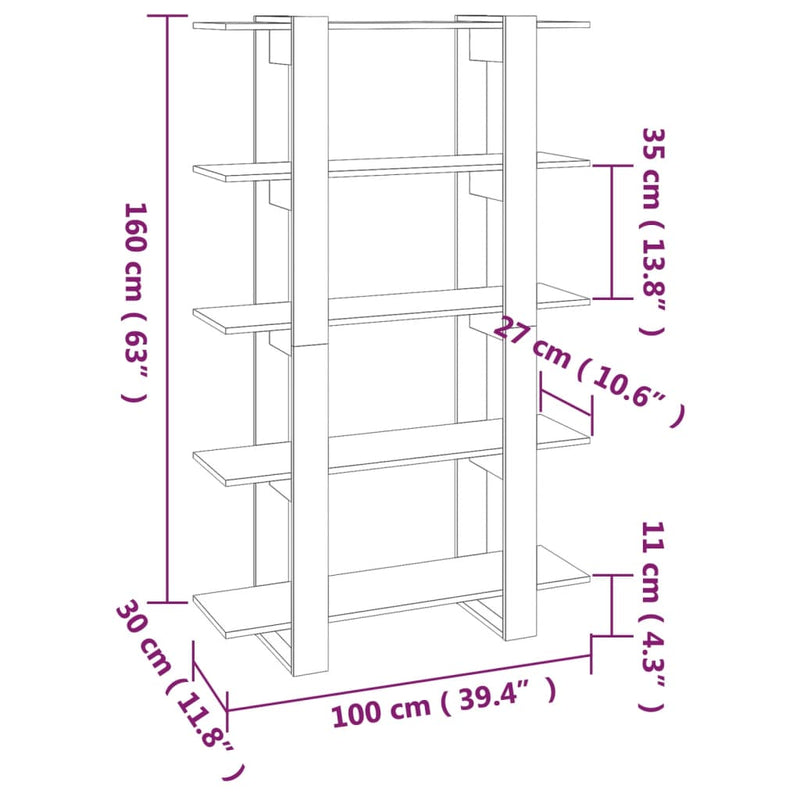 Bücherregal/Raumteiler Betongrau 100x30x160 cm