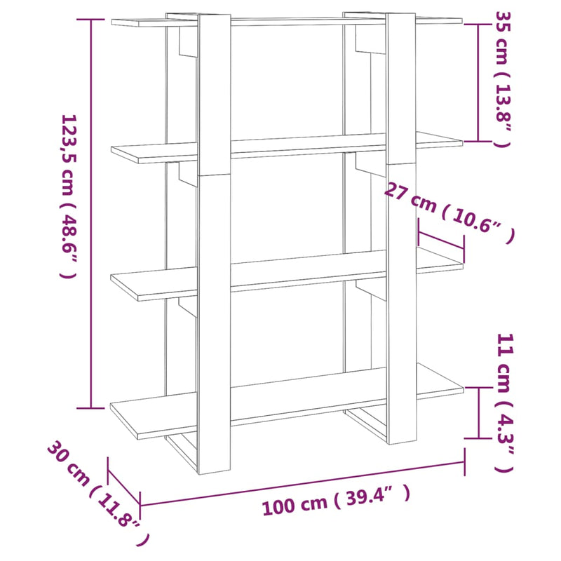 Bücherregal/Raumteiler Betongrau 100x30x123,5 cm