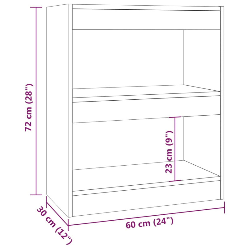 Bücherregal/Raumteiler Betongrau 60x30x72 cm