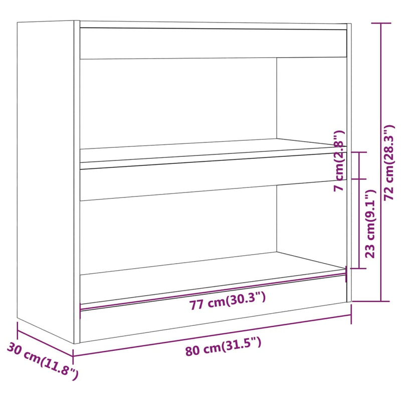 Bücherregal/Raumteiler Betongrau 80x30x72 cm